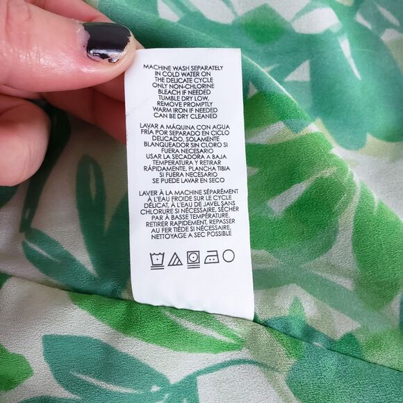 Cabi Tropical Slip Dress Womens M Green Resort Flounce Hem Chiffon Vacation - Picture 9 of 9